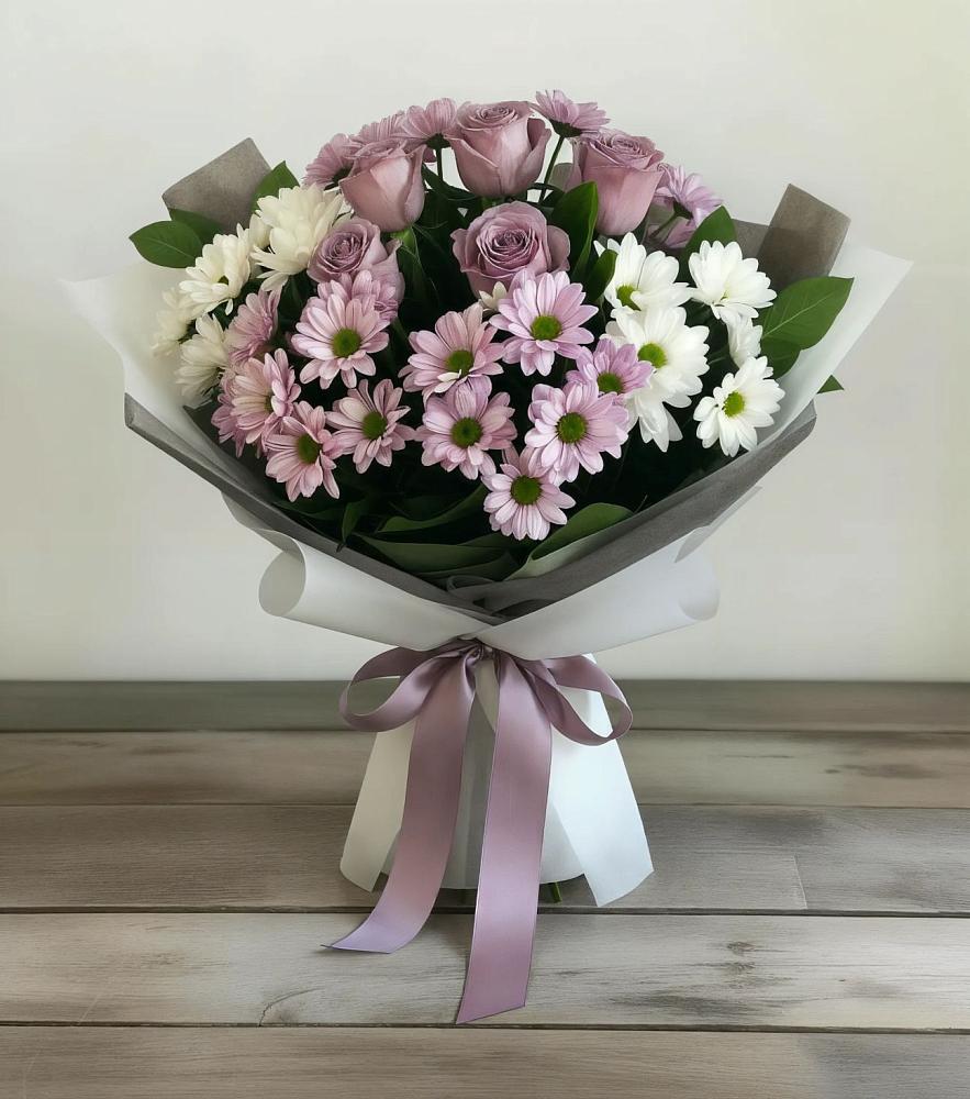 Букет цветов из: Хризантемы и Розы в Муслюмово Татарстан