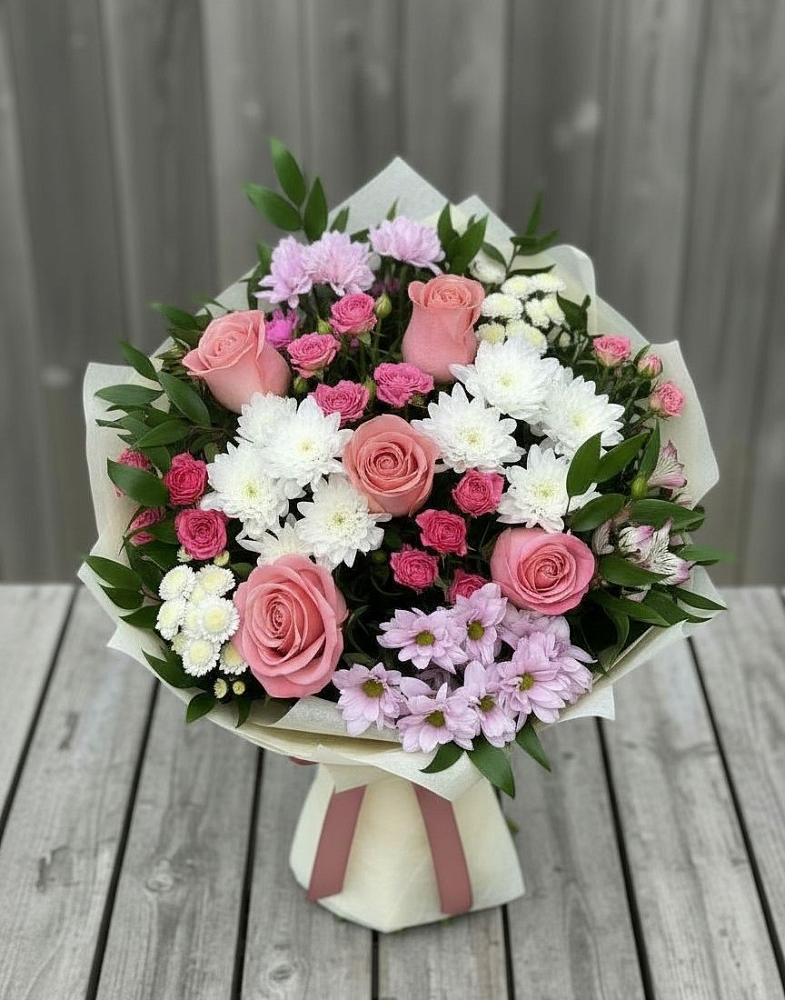 Букет цветов из: Альстромерии, Гвоздики, Розы и Хризантемы в Муслюмово Татарстан