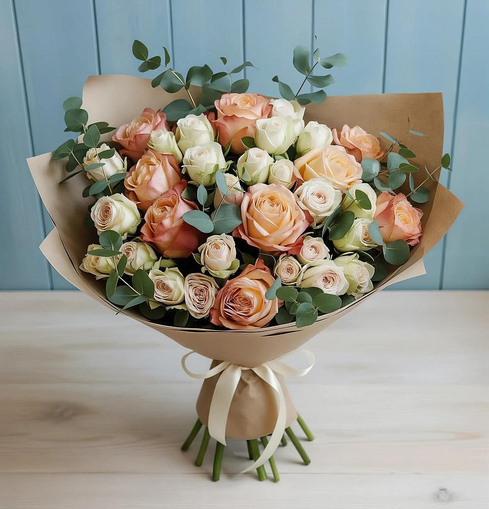 Букет цветов из: Альстромерии и Розы в Муслюмово Татарстан