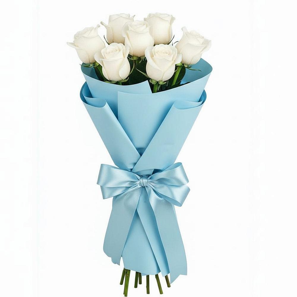Букет 7 белых роз Проуд в Муслюмово Татарстан