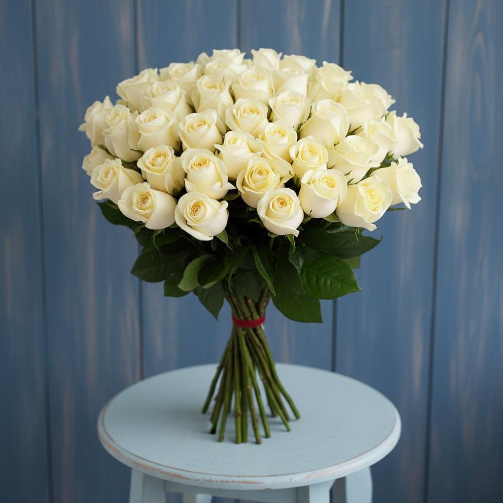 Букет 51 Белая роза Эдлесс Лав в Муслюмово Татарстан