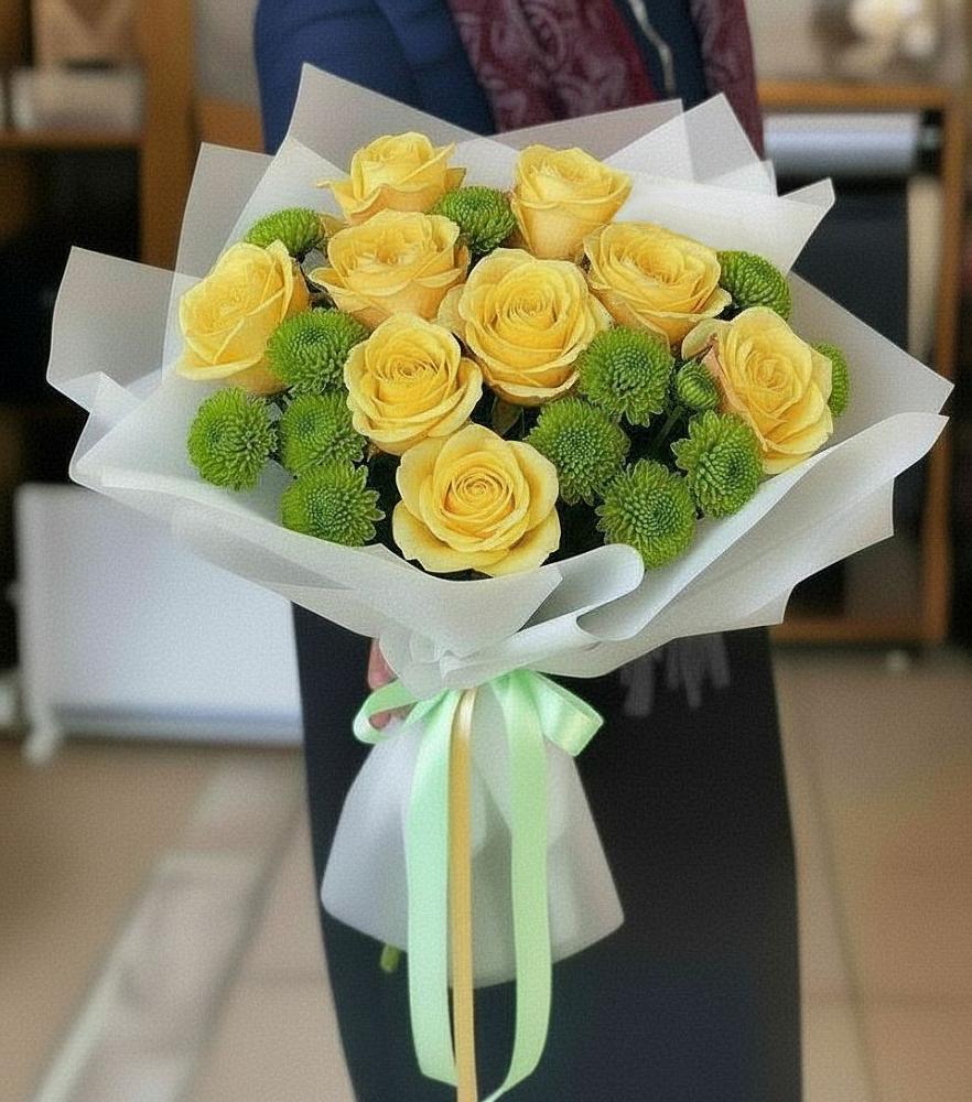 Букет цветов из: Хризантемы и Розы в Муслюмово Татарстан