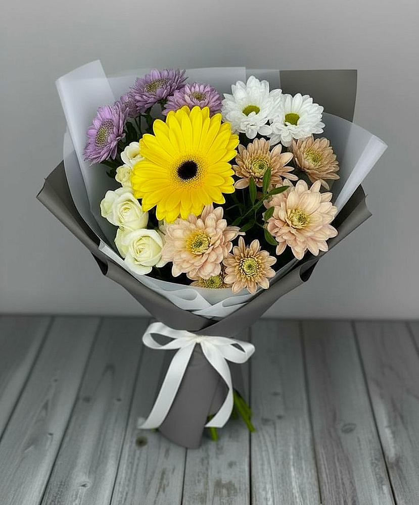 Букет цветов из: Розы, Герберы и Хризантемы в Муслюмово Татарстан
