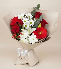 Букет цветов из:  Розы, Хризантемы, Герберы и Лилии в Муслюмово Татарстан