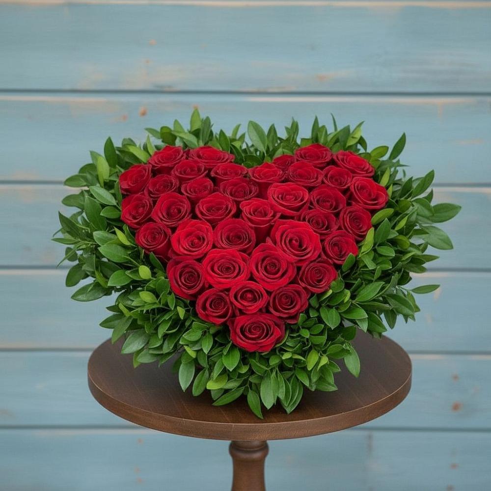 Цветочная композиция из Розы в виде сердца в Муслюмово Татарстан