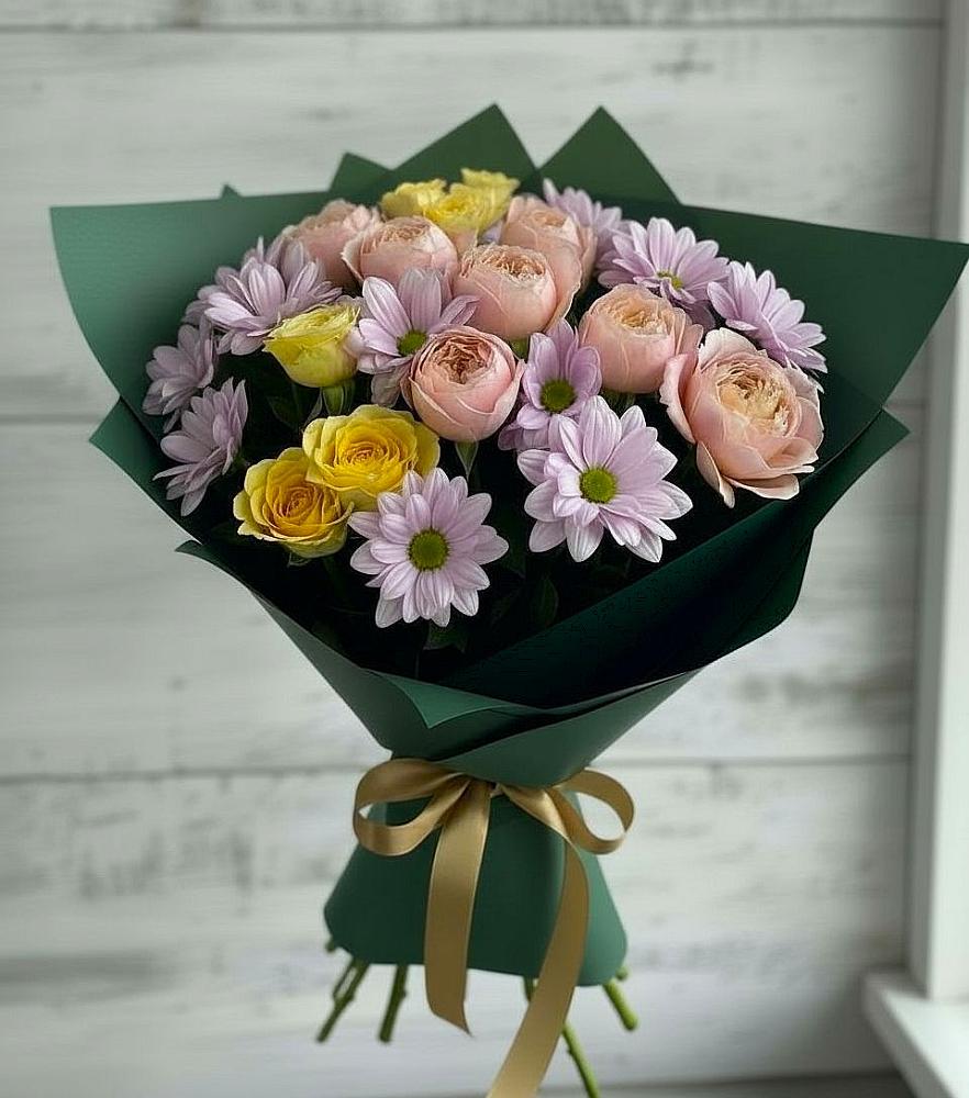 Букет цветов из: Хризантемы и Розы в Муслюмово Татарстан