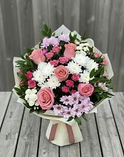 Букет цветов из:  Альстромерии, Гвоздики, Розы и Хризантемы в Муслюмово Татарстан
