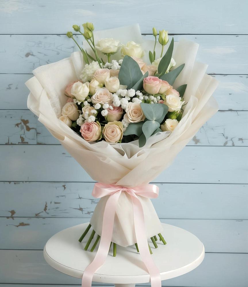 Букет цветов из: Розы и Лизиантусы в Муслюмово Татарстан