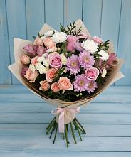 Букет цветов из:  Хризантемы, Розы и Альстромерии в Муслюмово Татарстан